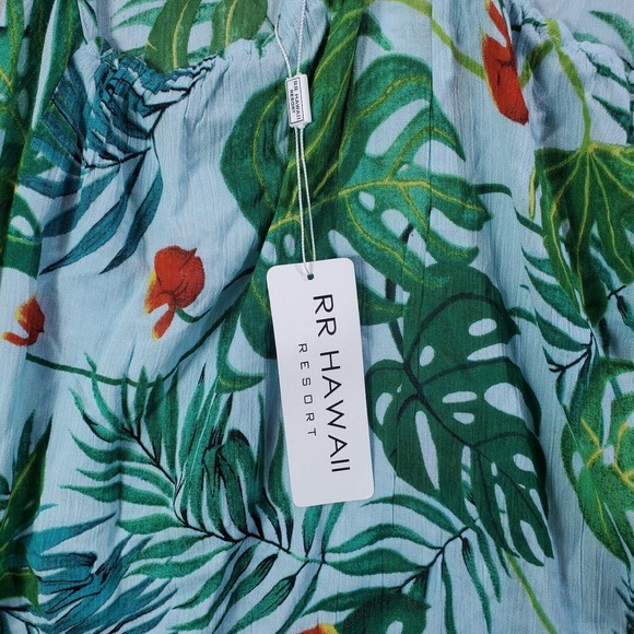 NWT RR Hawaii Resort Swimsuit Cover-Up Womens S/M Green White Cherry Print - Picture 8 of 12